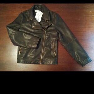 H&M Black Leather Jacket Size 10